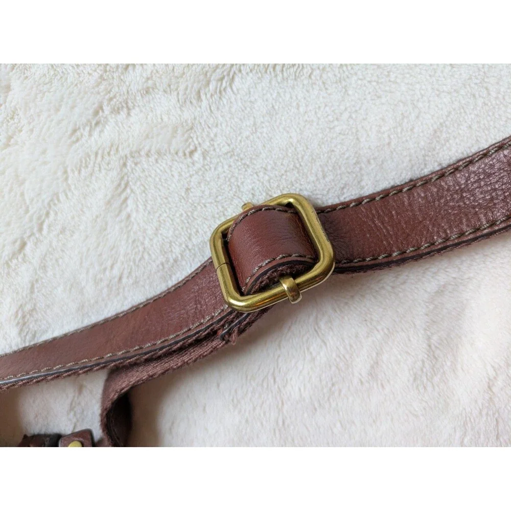 Fossil Brown Leather Saddle Crossbody Messenger Flap Bag